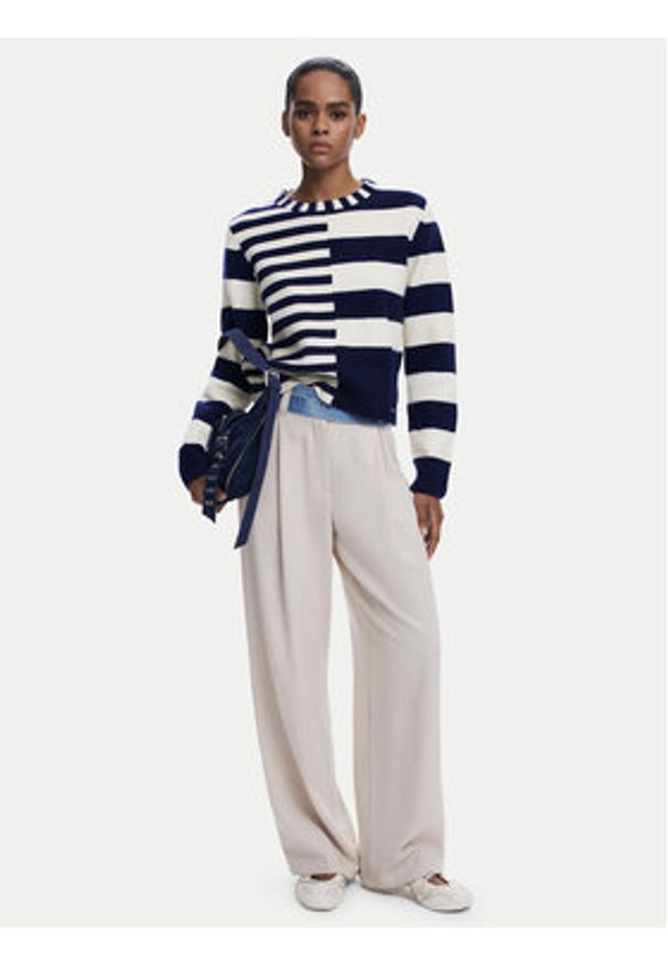 Desigual Sweter Malmoe 25WWJF17 Granatowy Regular Fit. Kolor: niebieski. Materiał: syntetyk