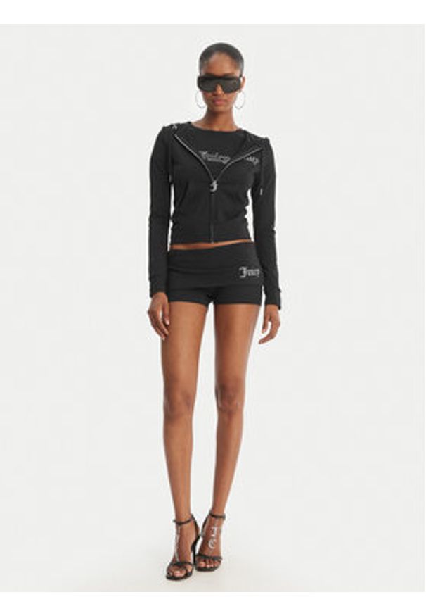 Juicy Couture Szorty sportowe Roll Down JCWHS126307 Czarny Slim Fit. Kolor: czarny. Materiał: bawełna