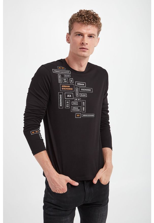 Armani Exchange - Longsleeve męski ARMANI EXCHANGE. Materiał: bawełna. Długość rękawa: długi rękaw. Wzór: nadruk