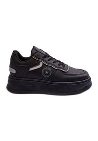 Big-Star - Damskie Buty Sportowe Sneakersy Big Star MM274232 Czarne. Zapięcie: sznurówki. Kolor: czarny. Materiał: guma, materiał, skóra. Szerokość cholewki: normalna #9