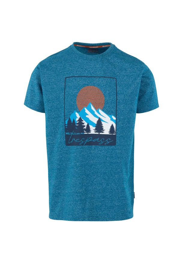 TRESPASS - T-Shirt Męski Idukki. Kolor: niebieski. Sport: turystyka piesza