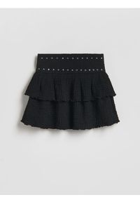 Reserved - Strukturalna spódnica - czarny. Kolor: czarny. Materiał: dzianina #1