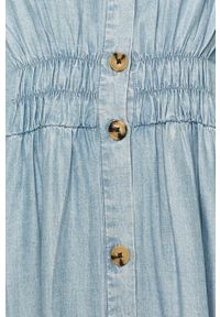 medicine - Medicine - Sukienka Boho Breeze. Okazja: na co dzień. Kolor: niebieski. Materiał: tkanina, jeans, materiał, włókno. Wzór: gładki. Typ sukienki: rozkloszowane, proste. Styl: boho. Długość: mini #7