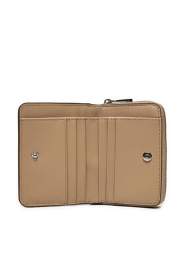 Calvin Klein Mały Portfel Damski K60K612740 Beżowy. Kolor: beżowy. Materiał: skóra