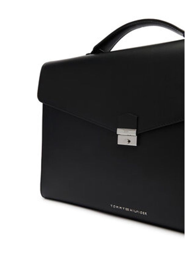 TOMMY HILFIGER - Tommy Hilfiger Aktówka Th Business Leather Computer Bag AM0AM14163 Czarny. Kolor: czarny. Materiał: skóra