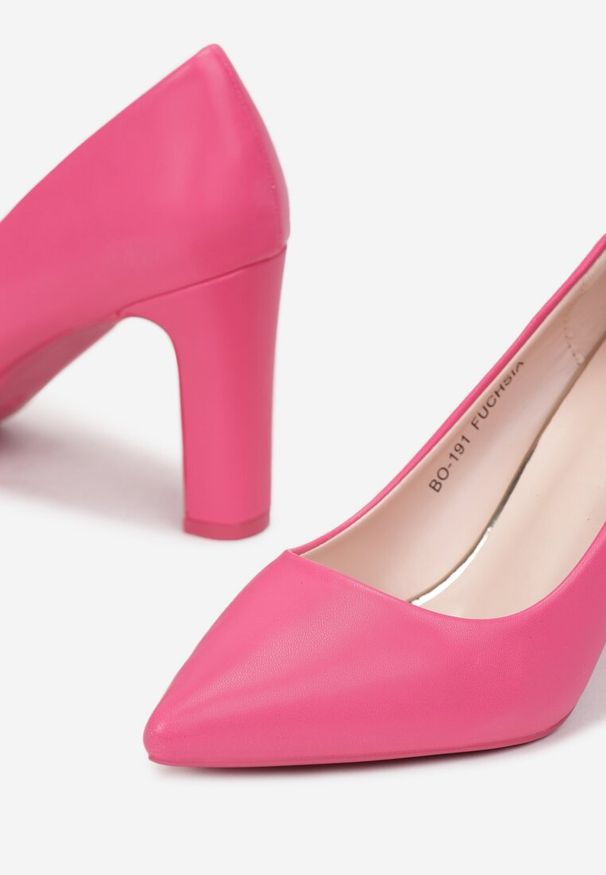 Renee - Fuksjowe Czółenka ze Szpiczastym Noskiem Marnera. Nosek buta: szpiczasty. Kolor: różowy. Obcas: na obcasie. Styl: elegancki. Wysokość obcasa: średni