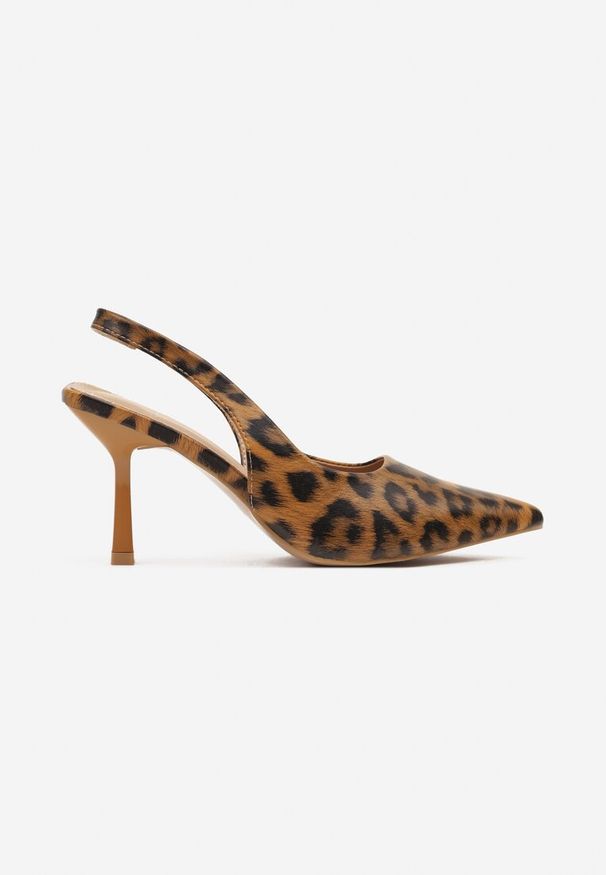 Renee - Panterkowe Sandały na Szpilce Slingback Falithra. Okazja: na co dzień, na imprezę. Materiał: jeans. Sezon: lato. Obcas: na szpilce. Styl: klasyczny, casual