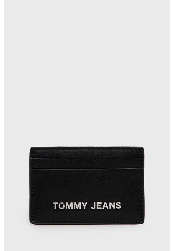 Tommy Jeans Etui na karty AW0AW10914.PPYY damski kolor czarny. Kolor: czarny. Materiał: materiał. Wzór: gładki
