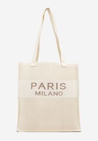 Renee - Beżowa Torebka Typu Shopper Zdobiona Tłoczeniami Salicella. Kolor: beżowy. Wzór: aplikacja. Materiał: zdobione, z tłoczeniem. Styl: elegancki, casual