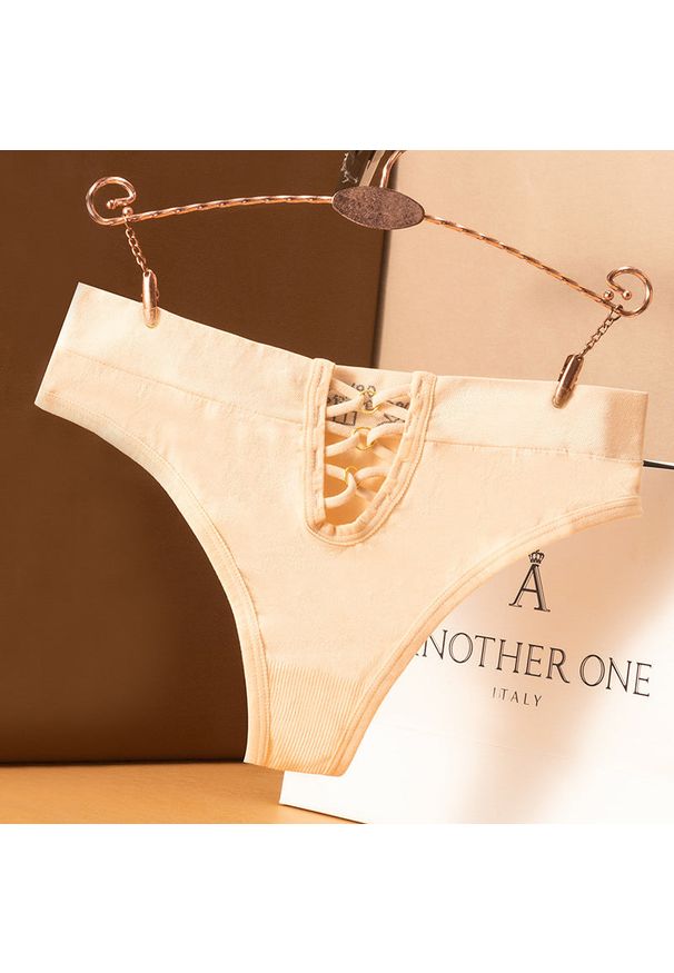 Intica - Tangi sportowe z wycięciem do ćwiczeń Denae. Kolor: beżowy. Materiał: materiał