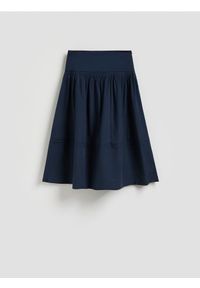 Reserved - Bawełniana spódnica midi - granatowy. Kolor: niebieski. Materiał: bawełna #1