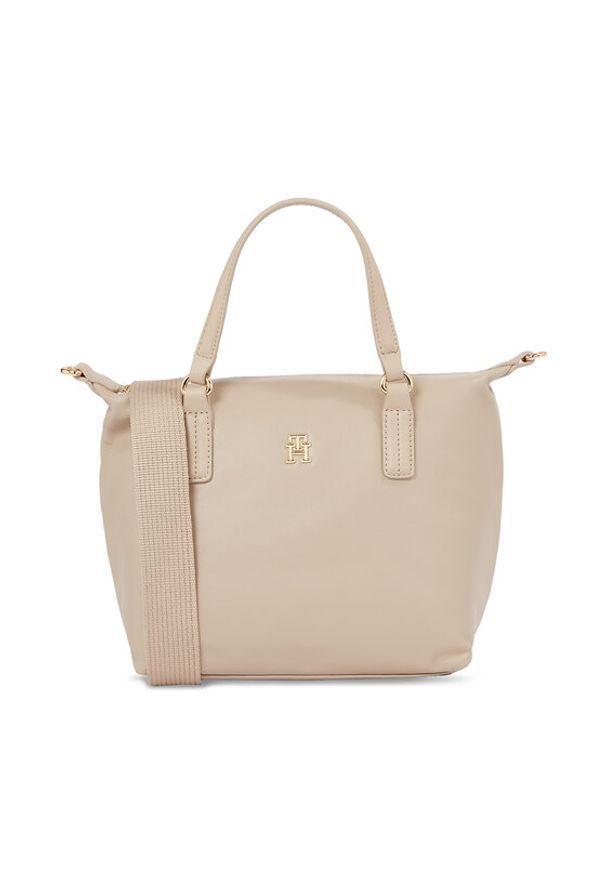 TOMMY HILFIGER - Tommy Hilfiger Torebka Poppy Plus Small Tote AW0AW15592 Beżowy. Kolor: beżowy