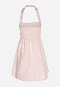 Born2be - Różowa Bawełniana Sukienka Rozkloszowana na Szyję Kolaniela. Okazja: na co dzień. Kolor: różowy. Materiał: bawełna. Sezon: wiosna. Typ sukienki: proste. Styl: casual, elegancki #2