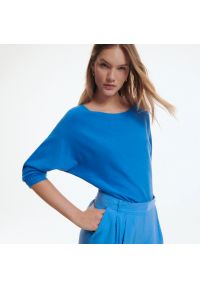 Reserved - Dzianinowa bluzka - Niebieski. Kolor: niebieski. Materiał: dzianina