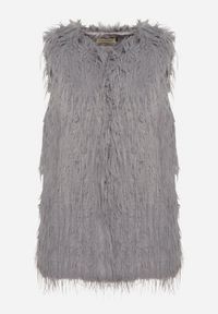 Born2be - Ciemnoszara Kamizelka Futrzana ze Wsuwanymi Kieszeniami Venzira. Okazja: na co dzień. Kolor: szary. Materiał: futro. Wzór: aplikacja. Styl: casual, elegancki #2