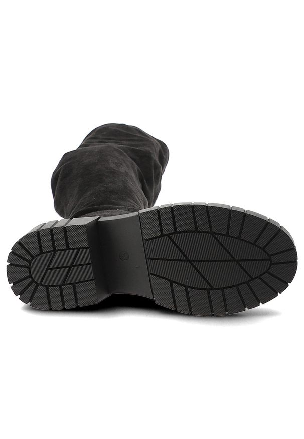 Czarne Kozaki S.Barski Modne Obuwie Damskie. Okazja: na co dzień. Wysokość cholewki: za kolano. Kolor: czarny. Materiał: materiał. Styl: casual, elegancki
