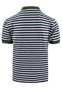 Męska, Bawełniana Koszulka Polo - Pako Jeans - Zielone Akcenty, Paski. Okazja: na co dzień. Typ kołnierza: polo. Kolor: wielokolorowy. Materiał: wiskoza, bawełna. Wzór: paski, prążki. Styl: casual #6