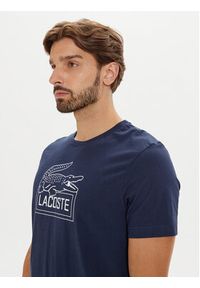 Lacoste T-Shirt TH9068 Granatowy Regular Fit. Kolor: niebieski. Materiał: bawełna #4