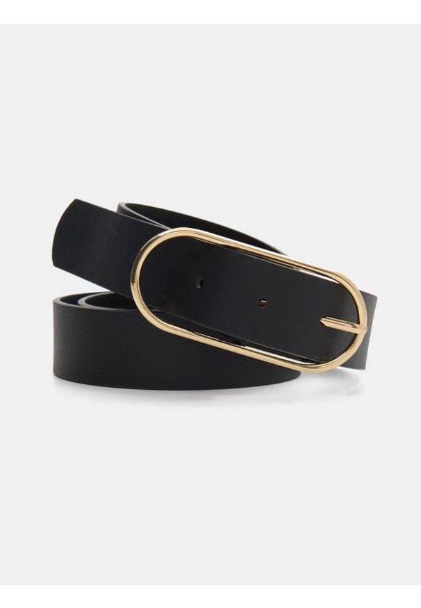 Sinsay - Pasek do spodni z podłużną klamrą - czarny. Kolor: czarny