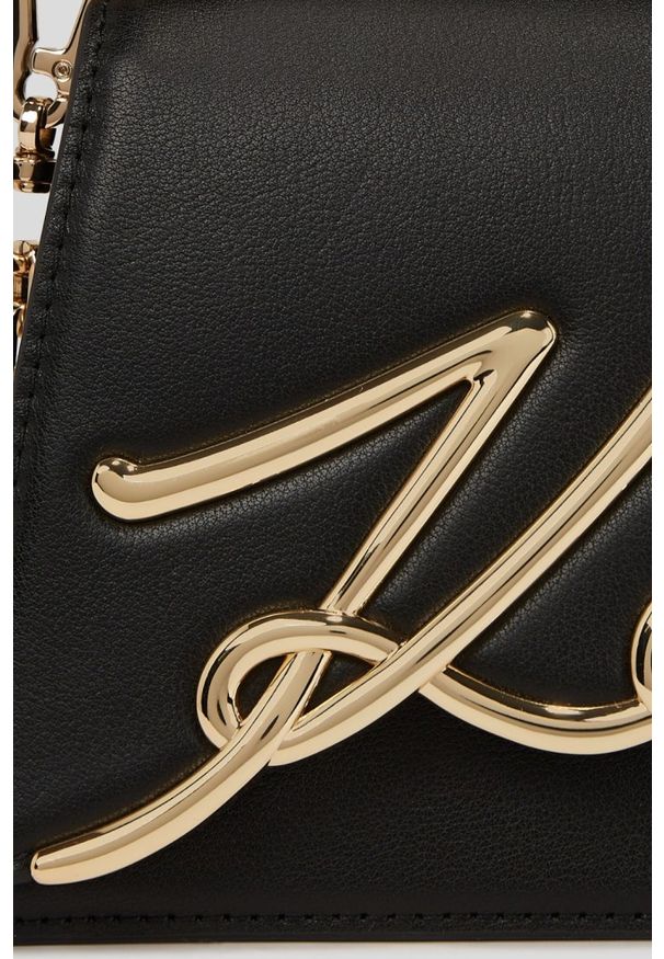 Karl Lagerfeld - KARL LAGERFELD Czarna mała skórzana torebka K/signature 2.0. Kolor: czarny. Materiał: skórzane. Rodzaj torebki: na ramię