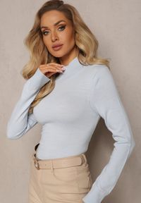 Renee - Niebieski Golf z Długim Rękawem Ikava. Typ kołnierza: golf. Kolor: niebieski. Materiał: dzianina. Długość rękawa: długi rękaw. Długość: długie. Wzór: gładki. Styl: klasyczny #3