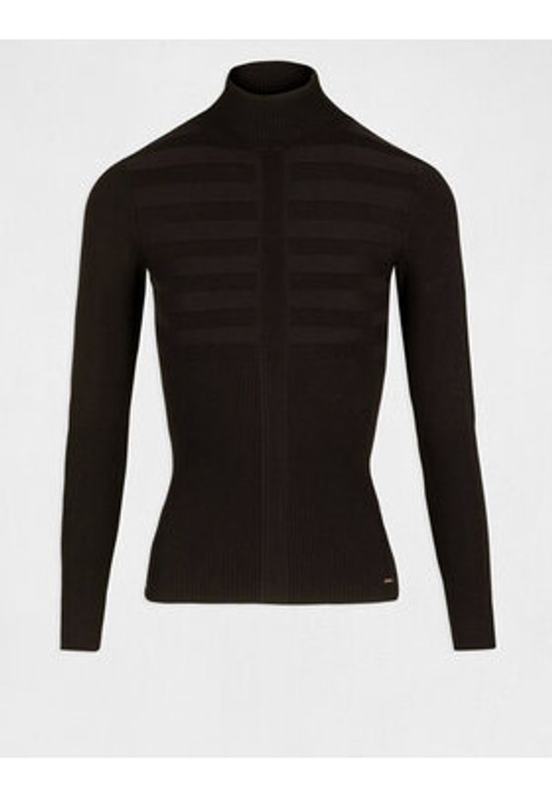 Morgan Golf 132-MENTOS.M Czarny Slim Fit. Typ kołnierza: golf. Kolor: czarny. Materiał: wiskoza