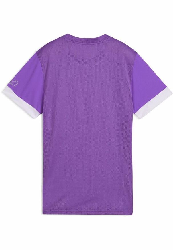 Puma - Damska koszulka do padla z grafiką INDIVIDUAL PUMA Purple Glimmer White. Kolor: biały, fioletowy, wielokolorowy. Wzór: nadruk