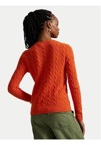 Polo Ralph Lauren Sweter 211971865010 Pomarańczowy Slim Fit. Typ kołnierza: polo. Kolor: pomarańczowy. Materiał: wełna