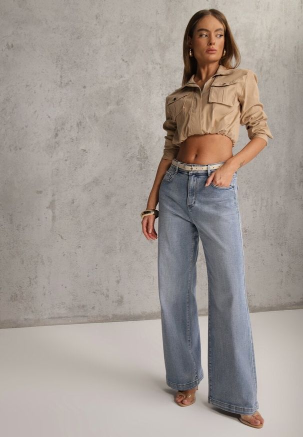 Renee - Niebieskie Jeansy High Waist Wide Leg z Bawełną Conana. Stan: podwyższony. Kolor: niebieski. Styl: klasyczny