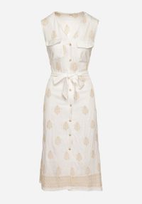 Born2be - Biała Wiskozowa Sukienka Koszulowa w Hafty z Paskiem Araverra. Okazja: na co dzień. Kolor: biały. Materiał: wiskoza. Wzór: haft. Sezon: wiosna, lato. Typ sukienki: koszulowe. Styl: klasyczny, casual, elegancki #5