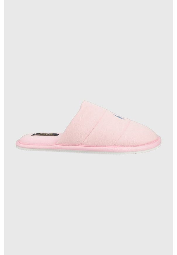 Polo Ralph Lauren kapcie KELCIE RF103596 kolor różowy. Nosek buta: okrągły. Kolor: różowy