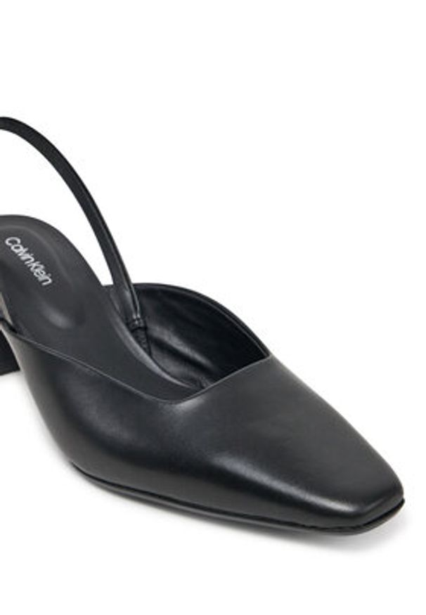 Calvin Klein Czółenka Heel Mule Pump 50 - Lth HW0HW02551 Czarny. Kolor: czarny. Materiał: skóra