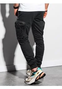 Ombre Clothing - Spodnie męskie dresowe joggery P918 - czarne - XXL. Kolor: czarny. Materiał: dresówka