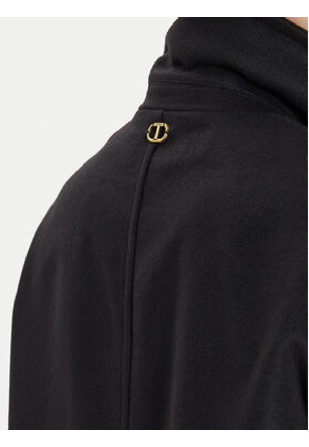 TwinSet - TWINSET Płaszcz wełniany 242TT2203 Czarny Loose Fit. Kolor: czarny. Materiał: wełna