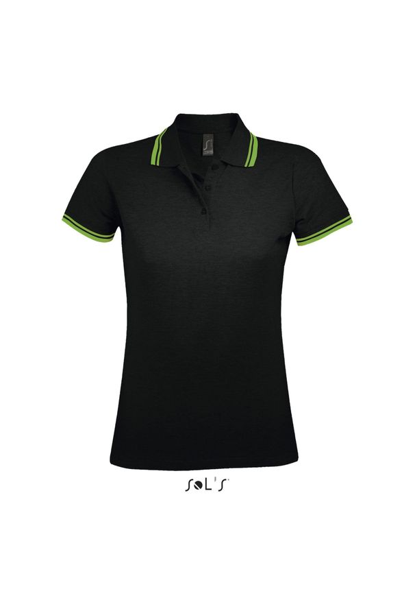 SOL'S - Damska koszulka polo Sol's Pasadena. Typ kołnierza: polo. Kolor: wielokolorowy, czarny, zielony. Materiał: bawełna