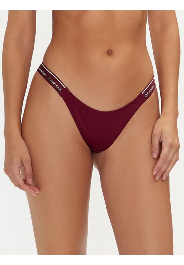 Calvin Klein Swimwear Dół od bikini KW0KW02732 Bordowy. Kolor: czerwony. Materiał: syntetyk