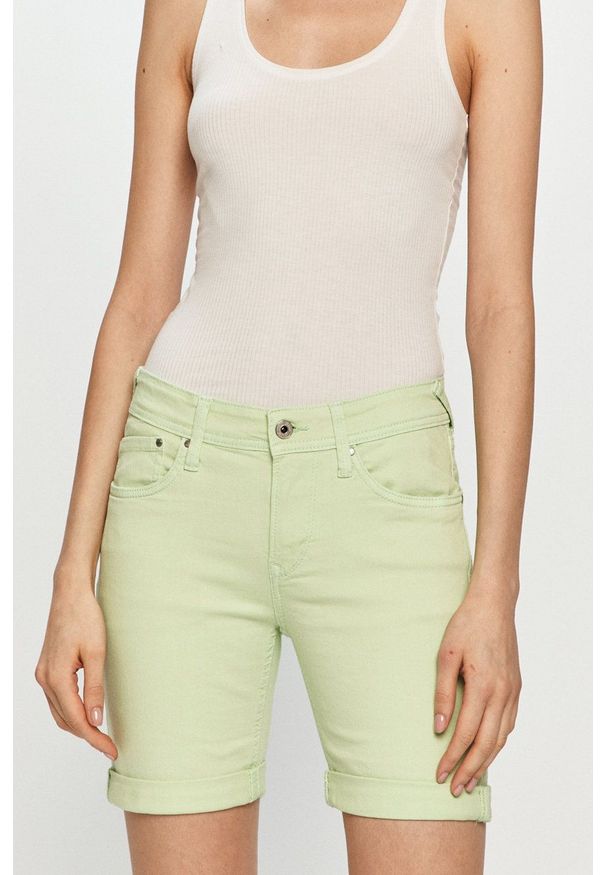 Pepe Jeans - Szorty. Okazja: na co dzień. Kolor: turkusowy. Materiał: tkanina. Wzór: gładki. Styl: casual