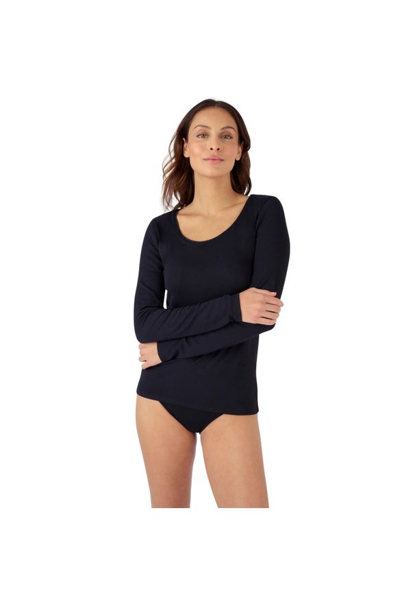 DAMART - T-shirt damski z długim rękawem thermolactyl sensitive Damart. Kolor: czarny. Długość rękawa: długi rękaw. Długość: długie