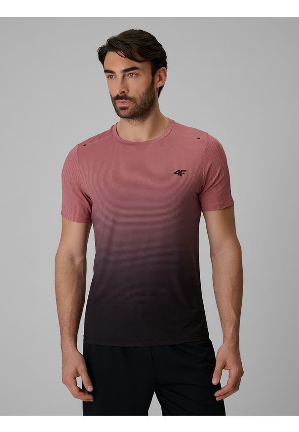 4f - 4F Koszulka treningowa regular szybkoschnąca męska - koralowa XL. Kolor: pomarańczowy. Materiał: materiał, tkanina. Długość: krótkie. Sport: fitness