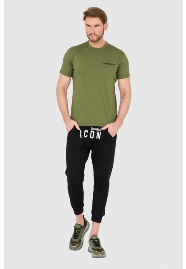 DSQUARED2 Zielony męski bawełniany t-shirt z małym logo, Rozmiar L. Kolor: zielony. Materiał: bawełna