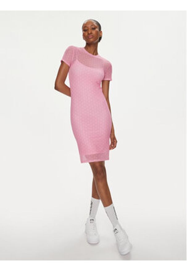 Hugo Sukienka codzienna Nasaja_B 50514940 Różowy Slim Fit. Okazja: na co dzień. Kolor: różowy. Materiał: syntetyk. Typ sukienki: proste. Styl: casual