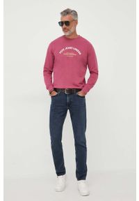 Pepe Jeans bluza bawełniana Medley męska kolor różowy z nadrukiem. Kolor: różowy. Materiał: bawełna. Wzór: nadruk #3