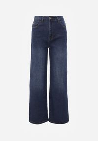 Born2be - Niebieskie Szerokie Jeansy Regular Waist z Bawełną i Dodatkiem Wiskozy Physoesa. Okazja: na co dzień. Kolor: niebieski. Wzór: gładki. Styl: klasyczny, casual #7