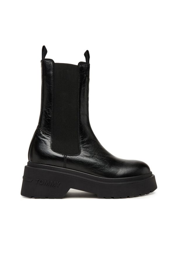 Tommy Jeans Sztyblety Tjw Chunky Shiny EN0EN02888 Czarny. Kolor: czarny. Materiał: skóra