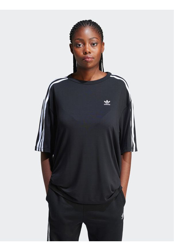 Adidas - adidas T-Shirt 3-Stripes IU2406 Czarny Oversize. Kolor: czarny