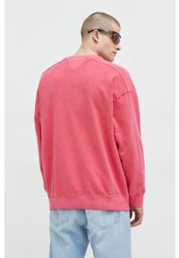 Tommy Jeans bluza bawełniana męska kolor różowy z aplikacją. Kolor: różowy. Materiał: bawełna. Wzór: aplikacja #4