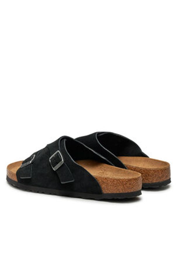 Birkenstock Klapki Zürich 1025045 Czarny. Kolor: czarny. Materiał: skóra
