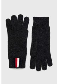 TOMMY HILFIGER - Tommy Hilfiger rękawiczki wełniane męskie kolor czarny. Kolor: czarny. Materiał: wełna. Wzór: melanż #1