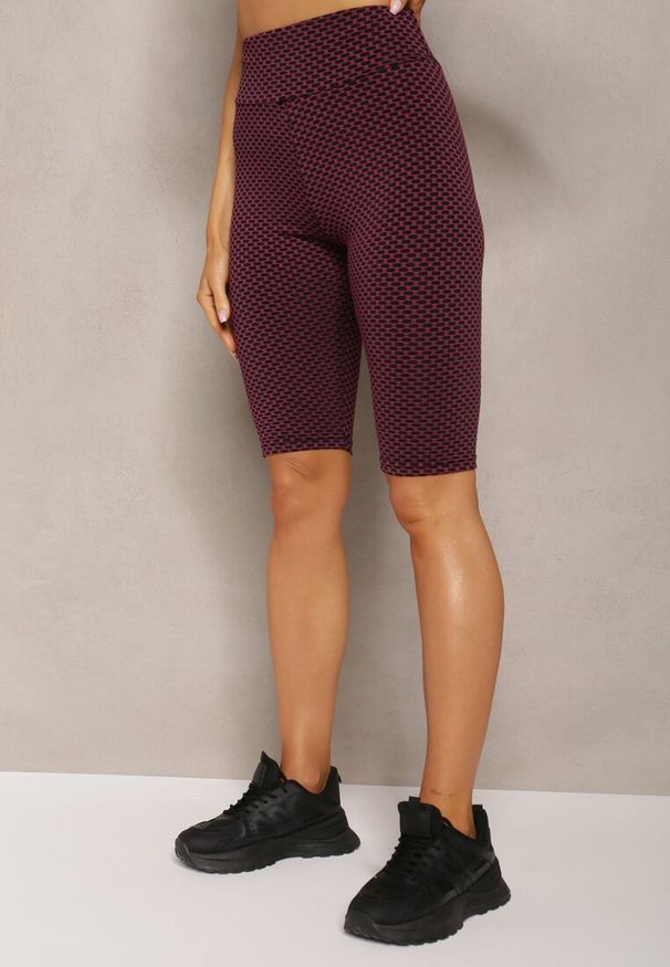 Renee - Ciemnoróżowe Kolarki Szorty High Waist Sportowe z Push-Up Calatrix. Okazja: na co dzień. Stan: podwyższony. Kolor: różowy. Styl: sportowy
