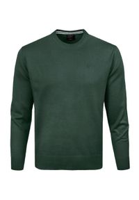 Wełniany Sweter, Okrągły Dekolt (U-Neck) - Pako Jeans - Zieleń Butelkowa. Okazja: do pracy, na spotkanie biznesowe. Materiał: wełna, akryl. Styl: klasyczny, biznesowy #1